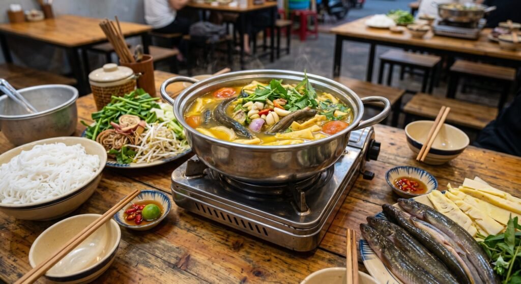 Lẩu Cá Chạch Đồng Nấu Măng Chua