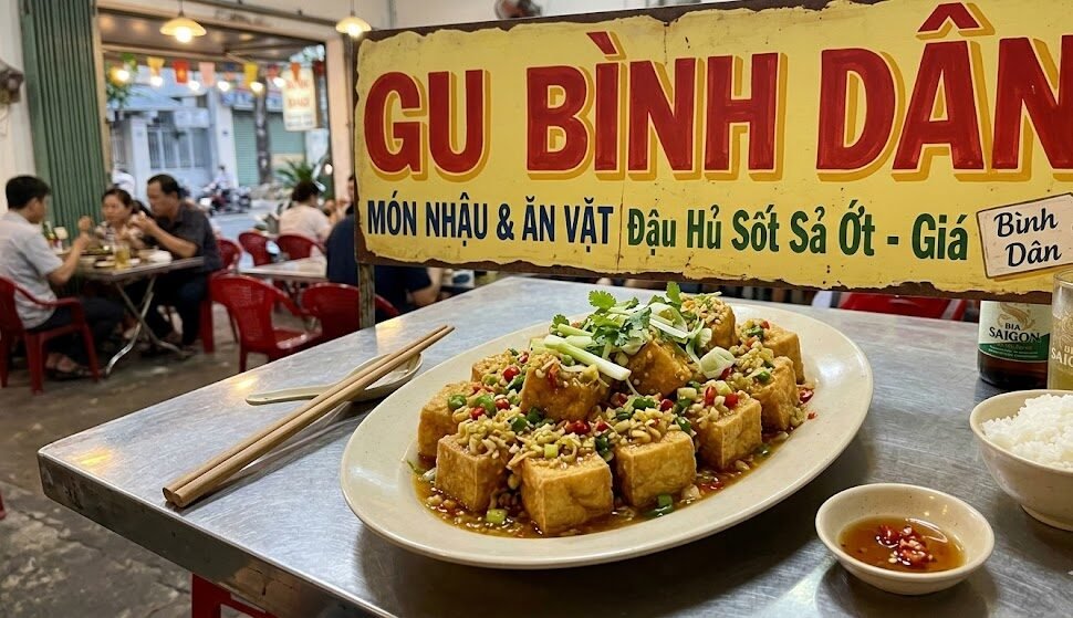 Đậu Hủ Sốt Sả Ớt tại quán nhậu GU bình dân