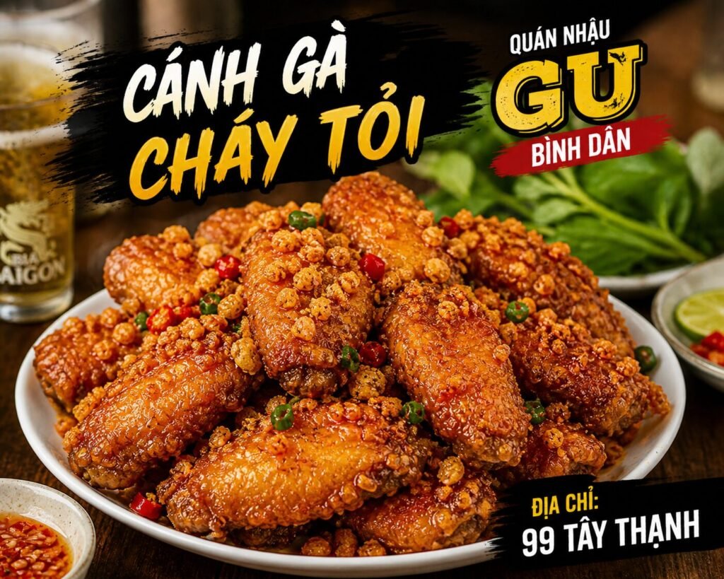 Cánh Gà Cháy Tỏi tai GU bình dân